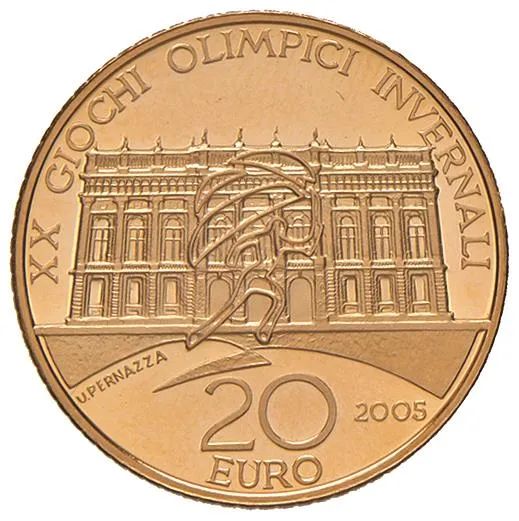      REPUBBLICA ITALIANA. OLIMPIADI DI TORINO 2006. 20 EURO D&rsquo;ORO II EMISSIONE 