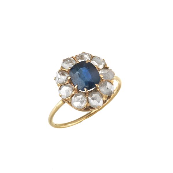 SAPPHIRE AND DIAMOND RING IN 18KT ROSE GOLD