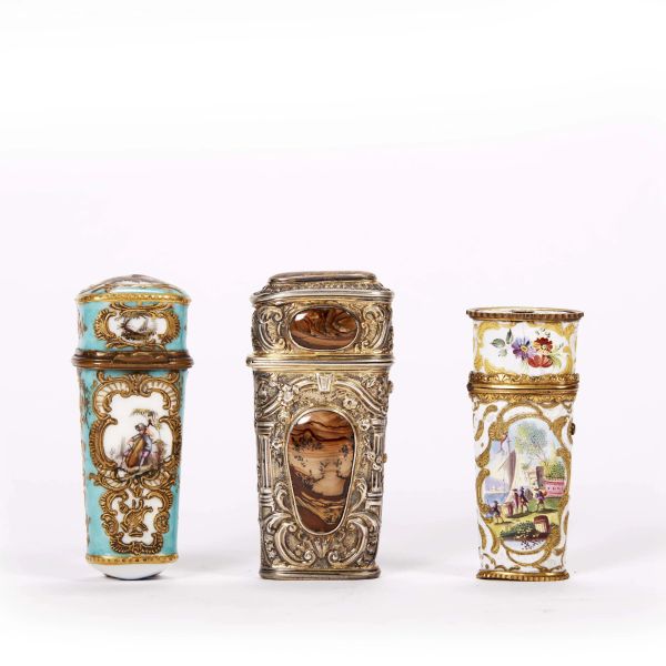 A LIGHTER AND TWO SMALL FRENCH CASES, LATE 19TH CENTURY