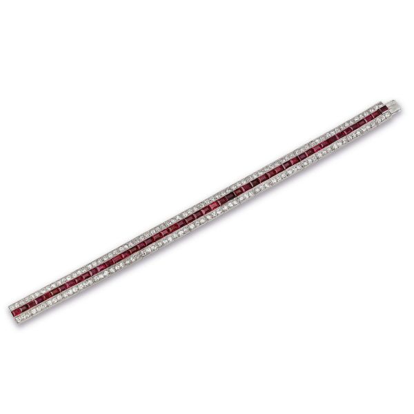 CARTIER PARIS RUBY AND DIAMOND BRACELET IN PLATINUM
