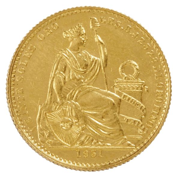 PER&Ugrave;. 20 SOLES 1952