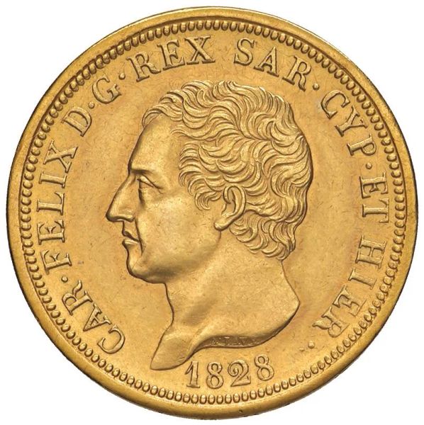      SAVOIA. CARLO FELICE (1821-1831) 80 LIRE 1828 Torino (P in ovale e aquila) 