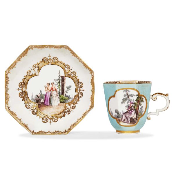 A MEISSEN CUP WITH SAUCER, GERMANY, CIRCA 1740