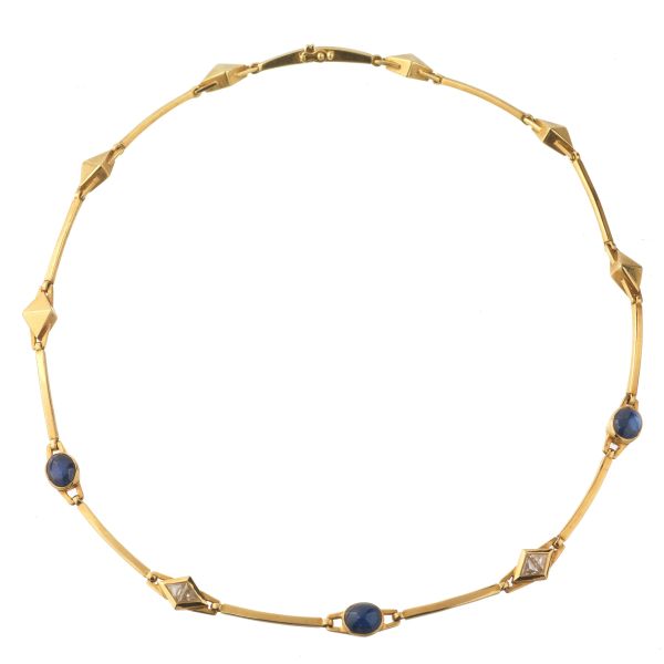 SAPPHIRE AND DIAMOND NECKLACE IN 18KT YELLOW GOLD