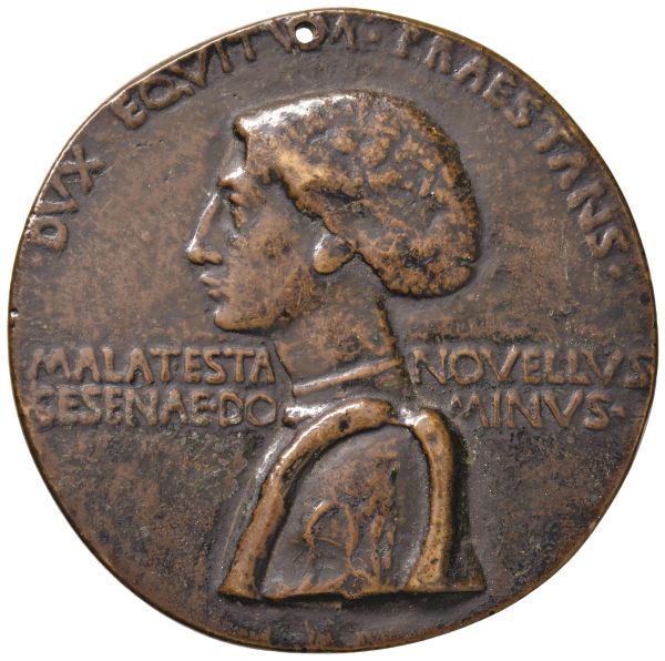 DOMENICO NOVELLO MALATESTA, SIGNORE DI CESENA (1418-1465) MEDAGLIA (c. 1445) opus Antonio di Puccio detto Pisanello (c.1395-1455) 