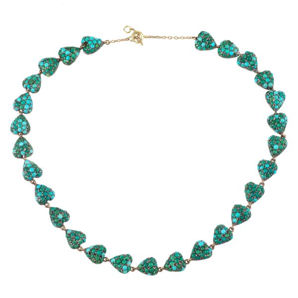 TURQUOISE HEART NECKLACE IN GOLD