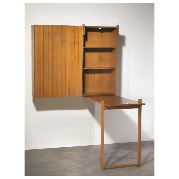 WOODEN BAR CABINET WITH FOLDING TABLE