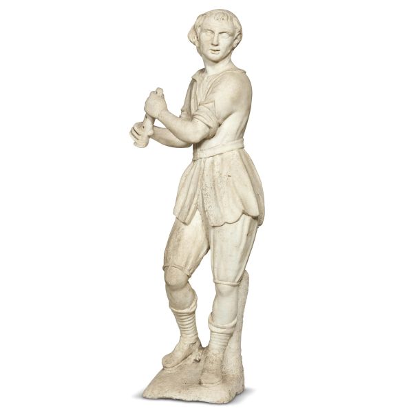 Tuscan, 18th century, A flute player (Pan?), marble, 152x60x38 cm