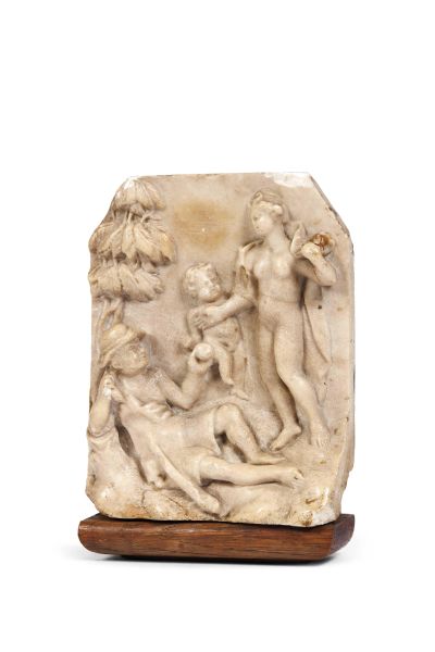 Flemish School, 17th century, Allegorical scene, marble, 17x14 cm