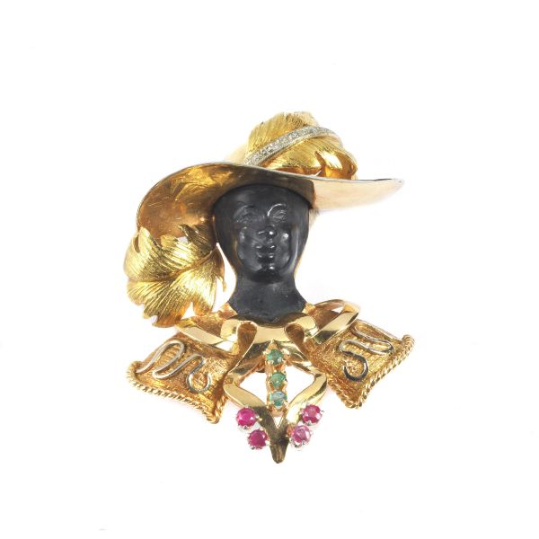 MORETTO BROOCH IN 18KT TWO TONE GOLD