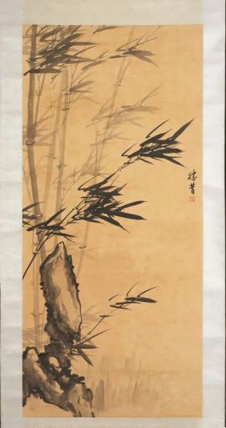 Dipinto Cina sec. XX, su seta, raffigurante bamboo, cm 93x33,8