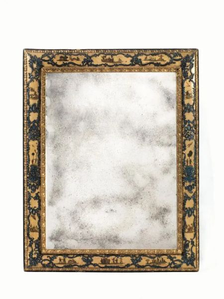 Coppia di grandi specchiere, Venezia, seconda metà sec. XVIII, in legno intagliato, dorato e dipinto  [..]
