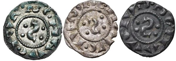SIENA REPUBBLICA (1180 &ndash; 1390), TRE DENARI PRIMITIVI