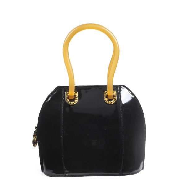 NINA RICCI BLACK PATENT EVENING MINI BAG