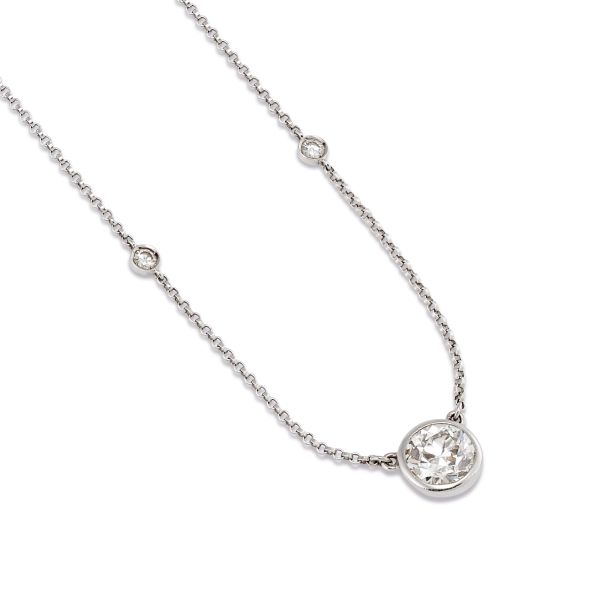 COLLANA A CATENA CON DIAMANTE TAGLIO VECCHIO