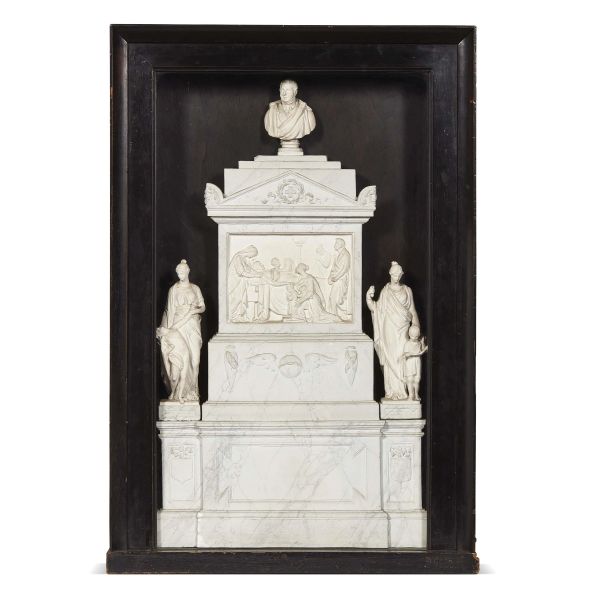 Ambit of Lorenzo Bartolini, half 19th century, a model for a funeral monument, chalk