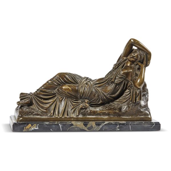 Roman, 19th century, Sleeping Ariadne, bronze on a marble base, 21x33,2x12 cm
