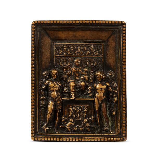 



After Galeazzo Mondella, known as Moderno, 19th century, Virgin Enthroned with Saints, bronze