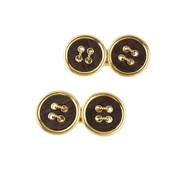 



BUTTON CUFFLINKS IN 18KT YELLOW GOLD AND WOOD