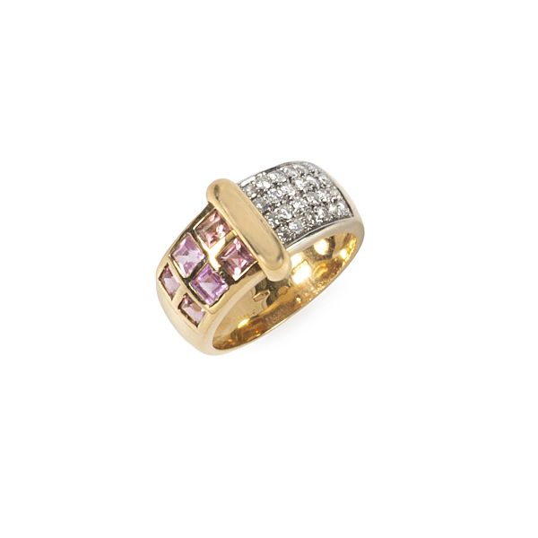 DIAMOND BAND RING IN 18KT TWO TONE GOLD