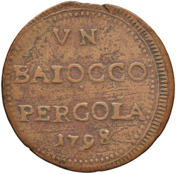 PERGOLA GOVERNO PROVVISORIO- REPUBBLICA ROMANA (1798) BAIOCCO