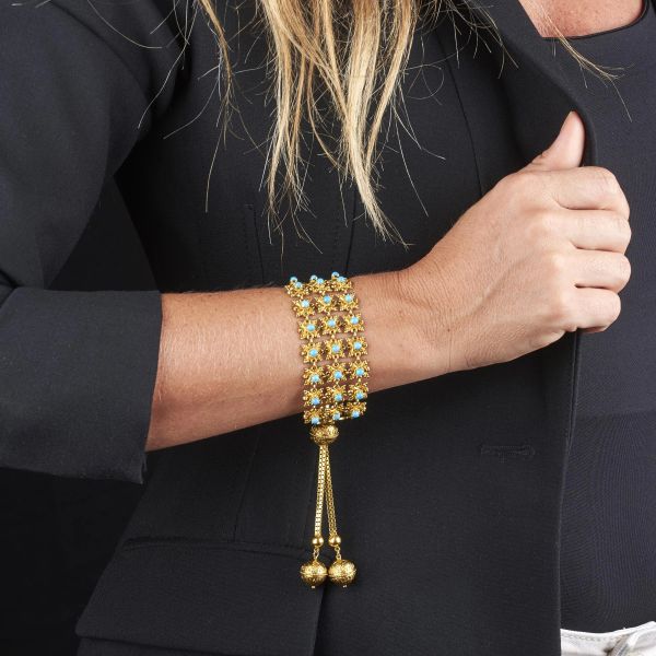 CHANTECLER BRACCIALE AD AMPIA FASCIA CON TURCHESI