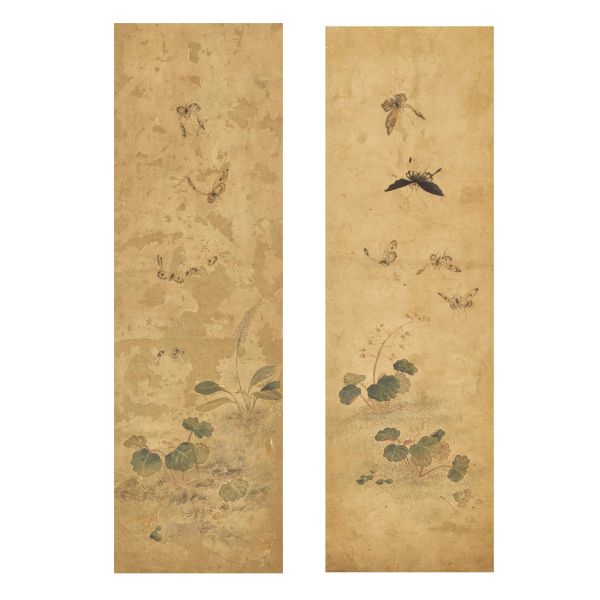 



A PAIR OF PAINTINGS OF BUTTERFLIES AND PLANTS ON SILK, CHINA, QING DYNASTY, 19TH CENTURY