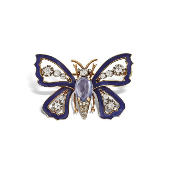 BUTTERFLY DIAMOND BROOCH IN 18KT TWO TONE GOLD