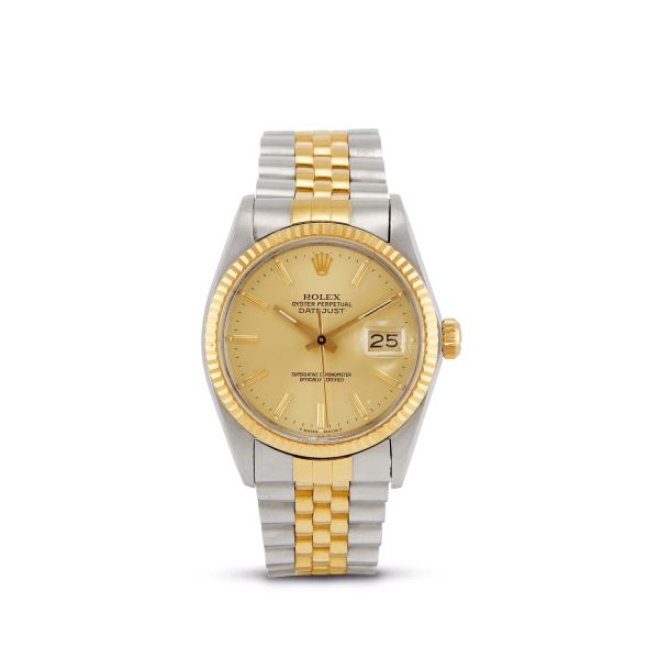 Rolex - 



ROLEX DATEJUST REF. 16013 N. 91252XX STAINLESS STEEL AND GOLD WRISTWATCH, 1985