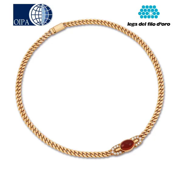 Bulgari - 



BULGARI COLLANA MAGLIA GROUMETTE CON PIETRA SEMIPREZIOSA E DIAMANTI