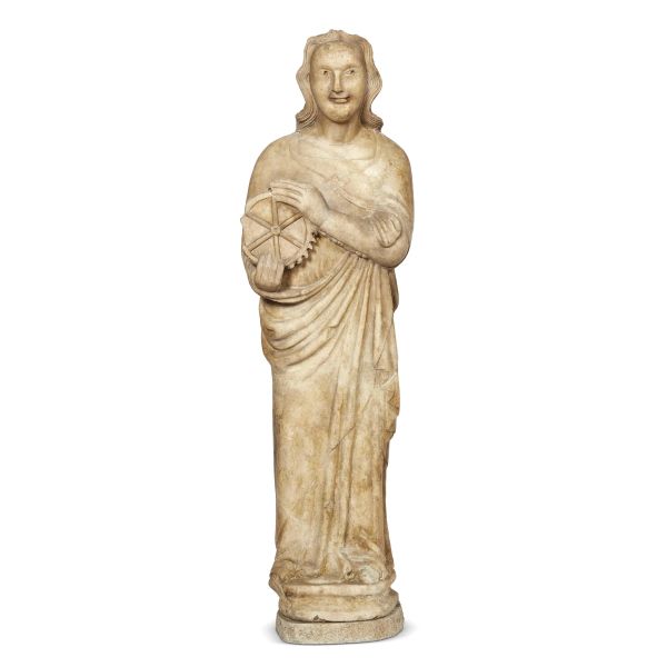 Tuscan sculptor, half 14th century, Saint Catherine of Alexandria, marble, 116 cm