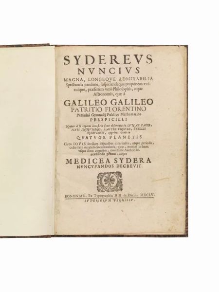   (Astronomia – Illustrati 600) GALILEI, Galileo. Sydereus nuncius. Bononiae, Ex typographia H H. de Ducijs, 1655.