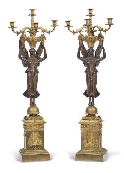      COPPIA DI CANDELABRI, FRANCIA, PRIMA MET&Agrave; SECOLO XIX 