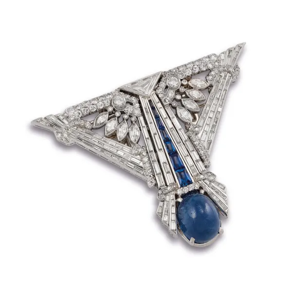 



BURMESE SAPPHIRE AND DIAMOND BROOCH IN PLATINUM