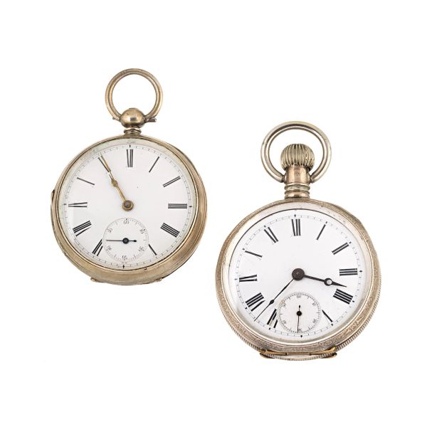 



DUE OROLOGI DA TASCA IN ARGENTO