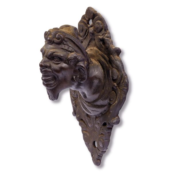 Venetian school, 18th century, a pair of satyr head handles wall-mounted sculptures, bronze 