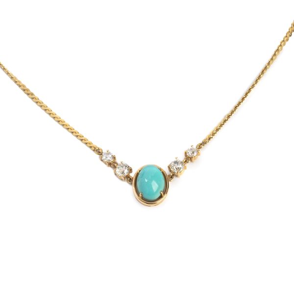 



UNOAERRE TURQUOISE PASTE AND DIAMOND NECKLACE