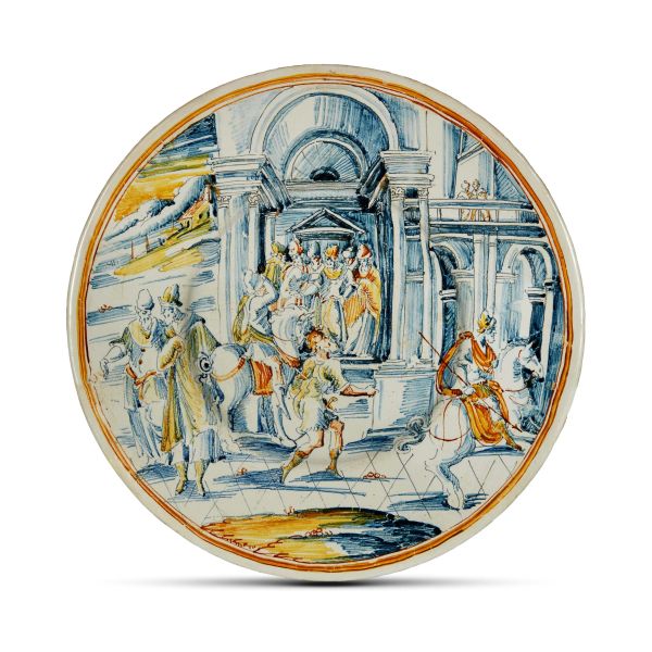 



A DISH, FAENZA, "MASTRO DEL SERVIZIO V NUMERATO", LATE 16TH - EARLY 17TH CENTURY 