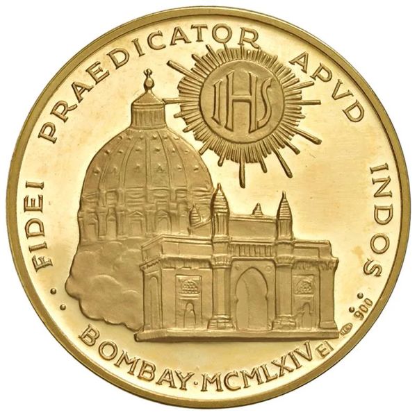 VATICANO. MEDAGLIA ORO 1964 CHE COMMEMORA IL PELLEGRINAGGIO IN INDIA DI PAPA PAOLO VI