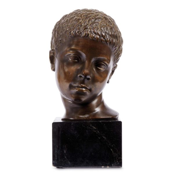 



Italian School, 19th century, head of young boy, patinated bronze