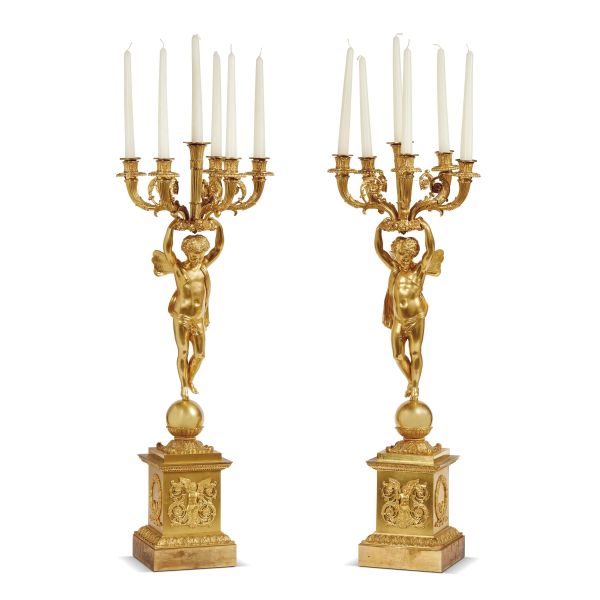 A PAIR OF FRENCH CANDELABRA, 19TH CENTURY