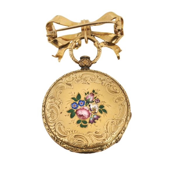 OROLOGIO DA TASCA CON SPILLA A FIOCCO