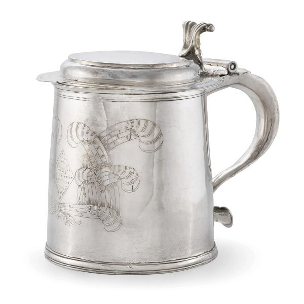 A STERLING SILVER TANKARD, LONDON, 1683