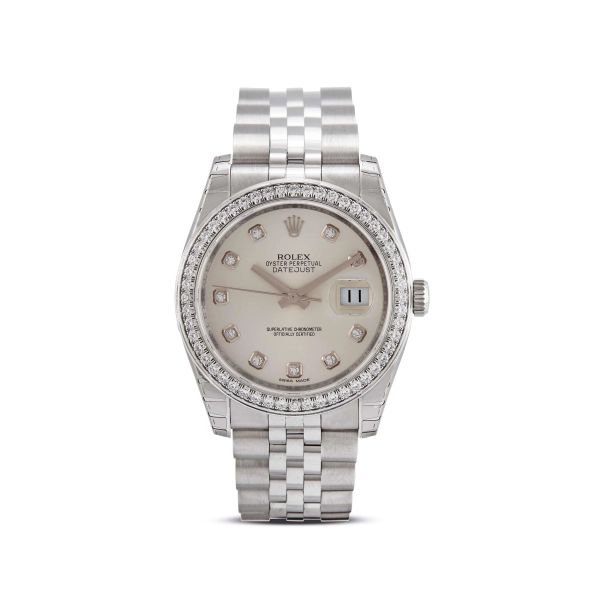 Rolex - ROLEX DATEJUST REF. 116244 N. 420371XX STAINLESS STEEL AND DIAMOND WRISTWATCH, 2012