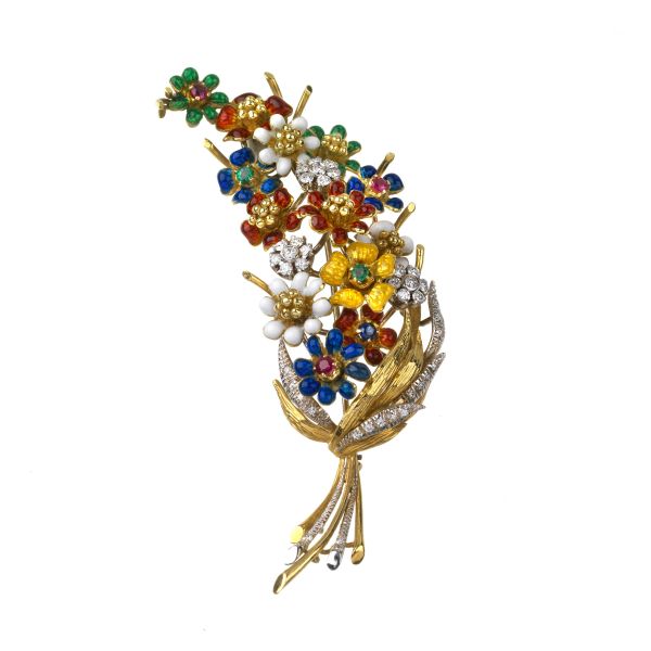 



FLOWERING BRANCH BROOCH IN 18KT TWO TONE GOLD