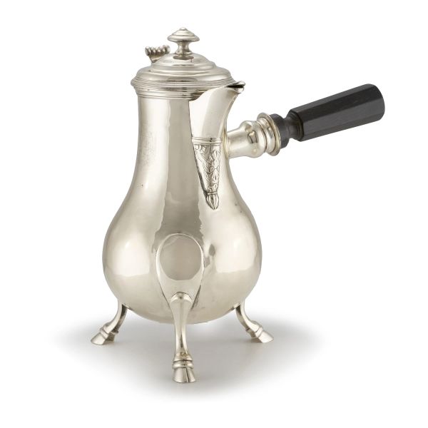 A SILVER CHOCOLATE POT, 18TH CENTURY