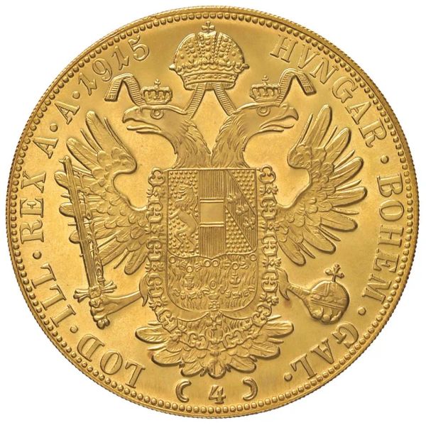 AUSTRIA. FRANCESCO GIUSEPPE (1848-1916) 4 DUCATI 1915 riconio