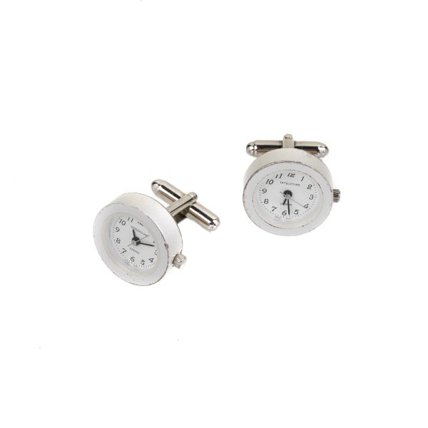 



TATEOSSIAN LONDON STAINLESS STEEL CUFFLINKS WITH SMALL WATCHES
