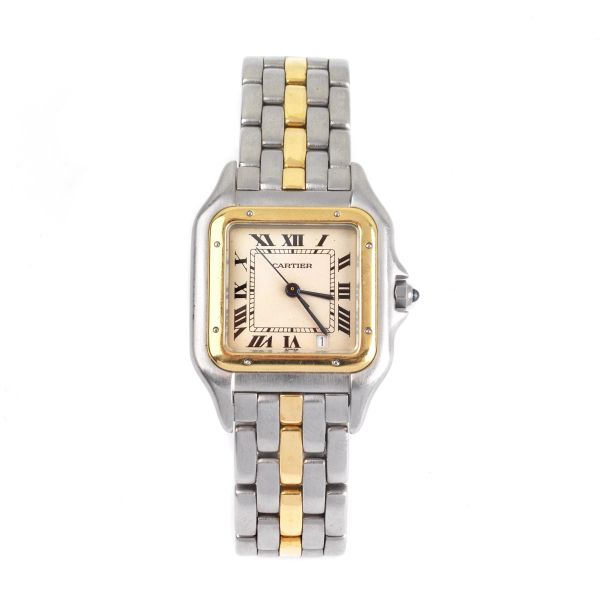CARTIER PANTHERE STAINLESS STEEL AND GOLD WRISTWATCH