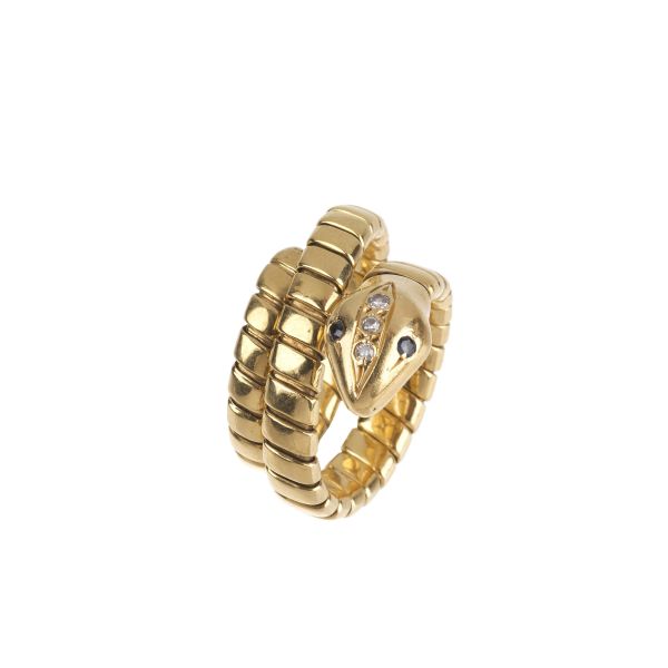 TUBOGAS SNAKE RING IN 18KT YELLOW GOLD